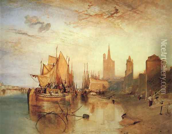 Cologne The Arrival of a Packed Boat Evening 1826 Oil Painting - Joseph Mallord William Turner