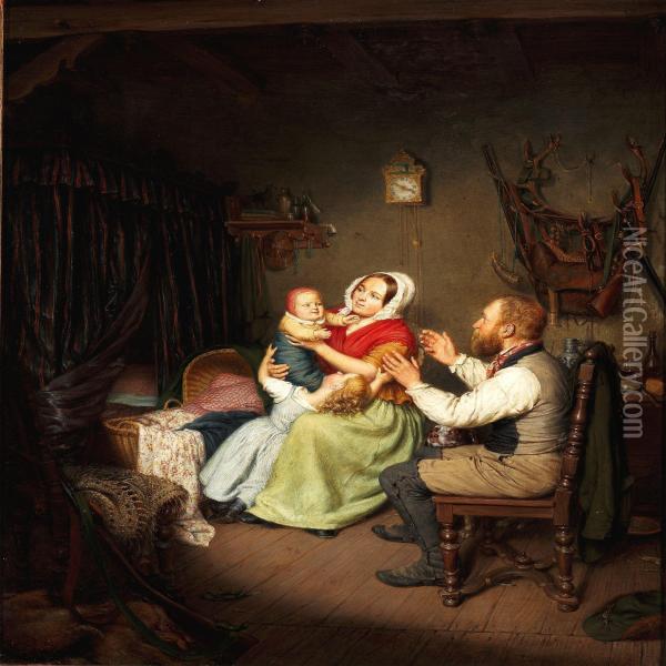 A Young Couple And Their Children Oil Painting - Theodor Francken