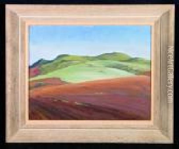Tilled Soil With Rolling Hills Beyond Oil Painting - William Alexander Griffith