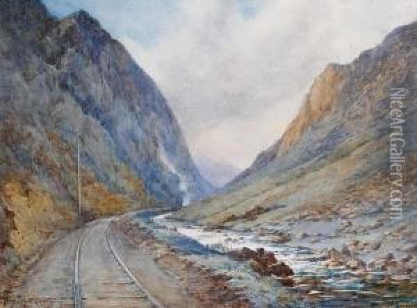 'the Nushki Train In The Shekh Gorge', Britishindia Oil Painting - Allen Robert Betham Shuttleworth