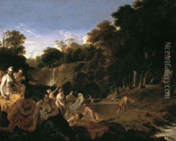 Le Bain Des Nymphes Oil Painting - Dirck Van Der Lisse