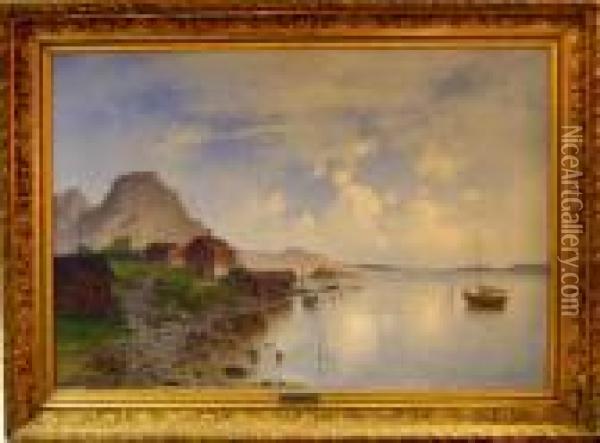 Fjordlandskap. Oil Painting - Harald Torsslow