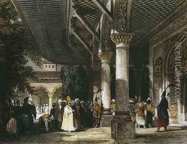 Interior of Topkapi Palace with Gate of Felicity (Bab-i-Saadet) Istanbul Oil Painting - Allote