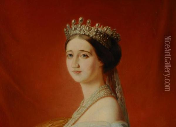 Gemaldepaar: Kaiser Napoleon Iii Und Seine Gemahlin Eugenia Oil Painting - Franz Xavier Winterhalter