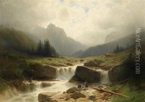 Rosenlaubach, Schwarzwaldalp. Oil Painting - Gustave Eugene Castan