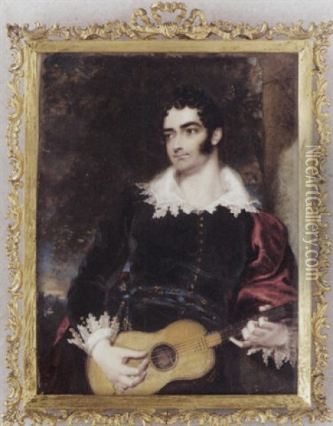 Portrait Von Lord Byron In Halbfigur Oil Painting - George Hayter