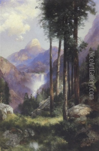 Vernal Falls, Yosemite Valley Oil Painting - Thomas Moran
