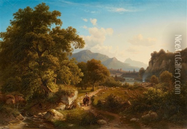 Landscape Near Ischl Oil Painting - Johann Georg Paul Mohr
