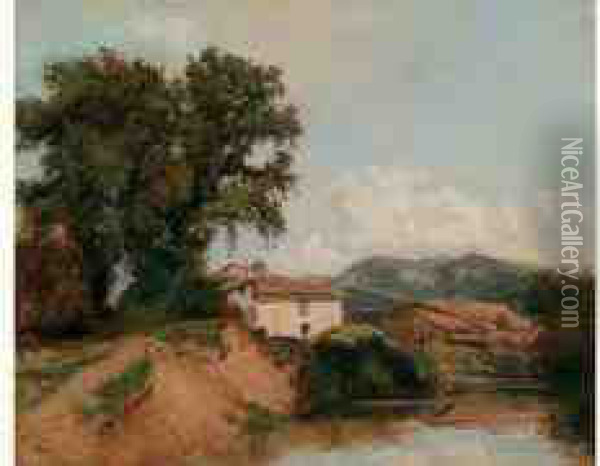 Environs De Thiers, Vers 1840 Oil Painting - Camille Flers
