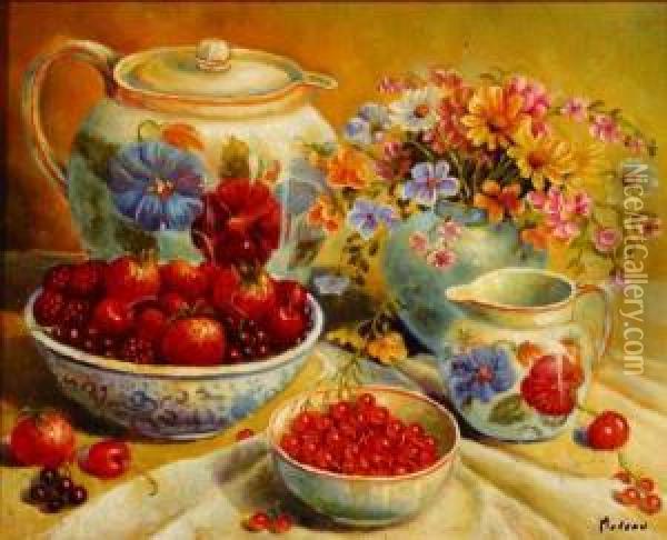 Fruits Et Fleurs Oil Painting - E. Moreau