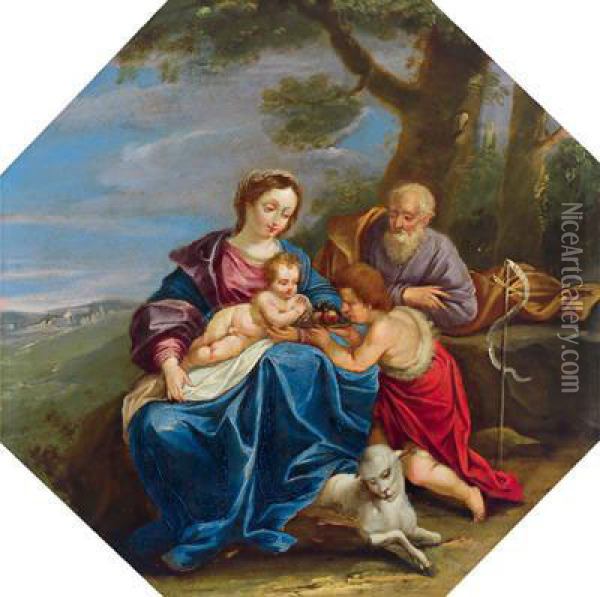 Paesaggio Con Sacra Famiglia E S. Giovannino In Un Paesaggio Oil Painting - Gabriel Franck