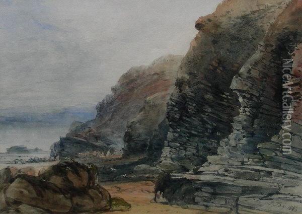 The Old Marl Cliff Whitby Before It Fell Oil Painting - Jessie Joy
