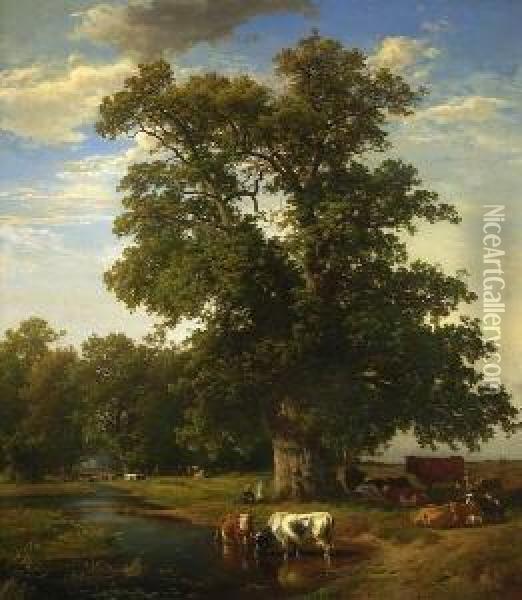 Baumlandschaft Oil Painting - Henry Lot