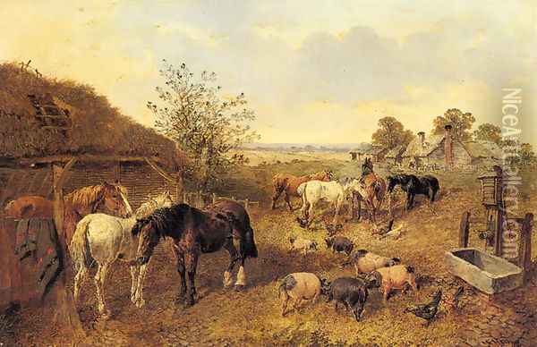 A Farmstead Oil Painting - John Frederick Herring Snr