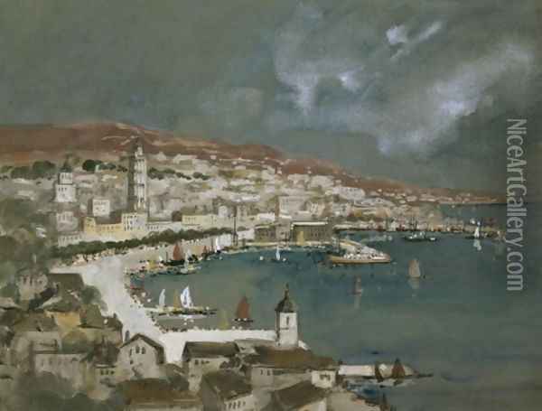 The Harbour of Split, Croatia Oil Painting - Hercules Brabazon Brabazon