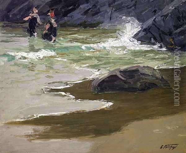 Bathers by a Rocky Coast Oil Painting - Edward Henry Potthast
