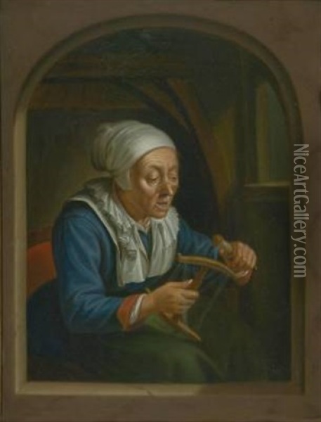 Alte Frau Mit Garnspule Oil Painting - Johann Jakob Dorner the Elder