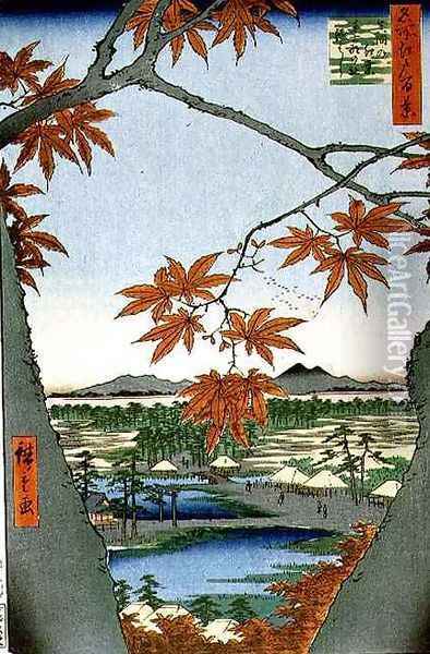Maples at Mama from the series 100 Views of Famous Places in Edo Oil Painting - Utagawa or Ando Hiroshige