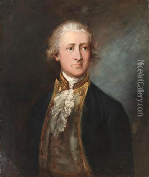 Portrait Of Captain Phipps, Half Length, In Naval Uniform Oil Painting - Thomas Gainsborough
