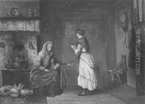 Het Voorlezen Van Een Brief Oil Painting - Sipke (Cornelis) Kool