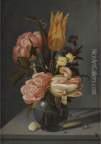 Still Life With Tulips Oil Painting - Ambrosius the Younger Bosschaert