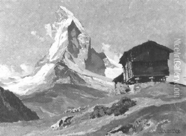 Blick Auf Das Matterhorn Oil Painting - Hans Maurus