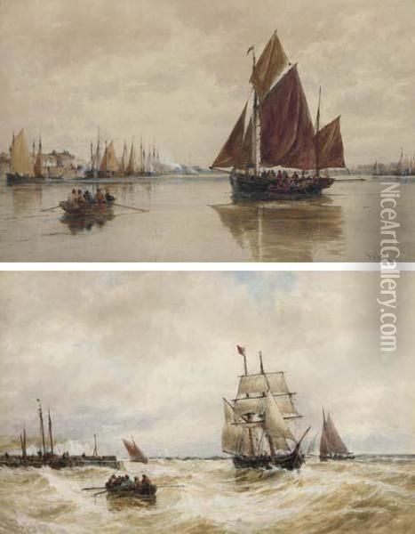 Boulogne; And Leaving Port Oil Painting - Thomas Bush Hardy