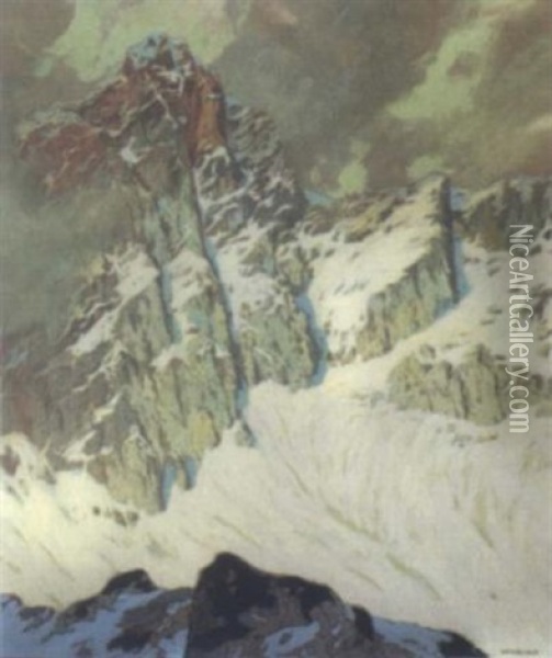 Dachstein Oil Painting - Hugo Hodiener (Hodina)