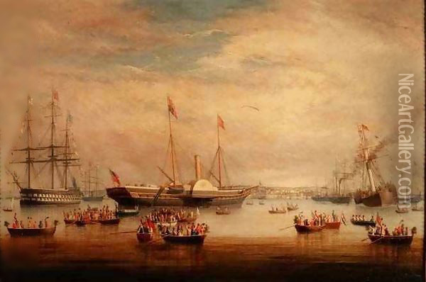 The Royal Yacht `Victoria and Albert' at Anchor off Cork Oil Painting - George Mounsey Wheatley Atkinson