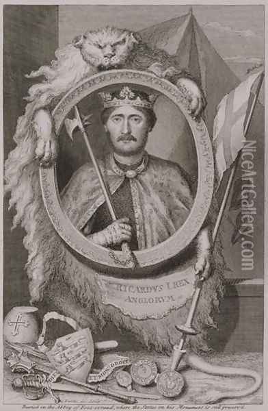 Richard I Coeur de Lion 1157-99 King of England from 1189, from his effigy on his monument in Fontevrault, engraved by the artist Oil Painting - George Vertue