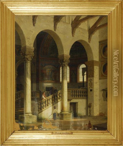 Interior Fra Kirken St. Vitale I Ravenna Oil Painting - Heinrich Hansen