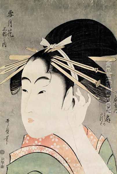 Head of a Woman Oil Painting - Kitagawa Utamaro