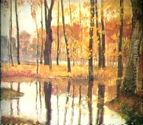 Herbststimmung Am See Oil Painting - Hugo Charlemont