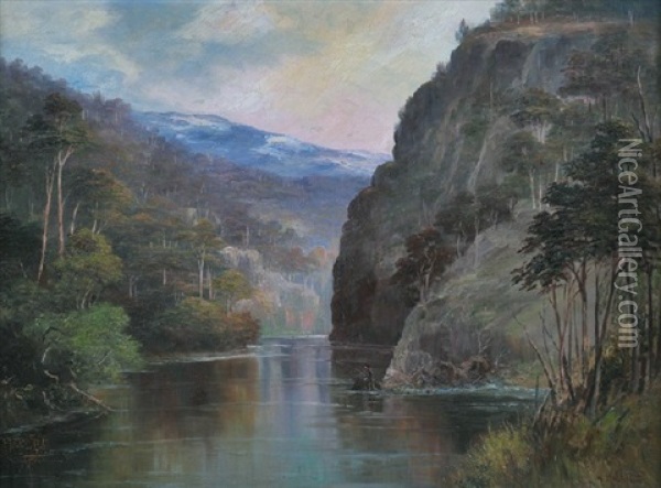 Transcendence Reach, Franklin River, Tasmania Oil Painting - William Henry Short Jr.