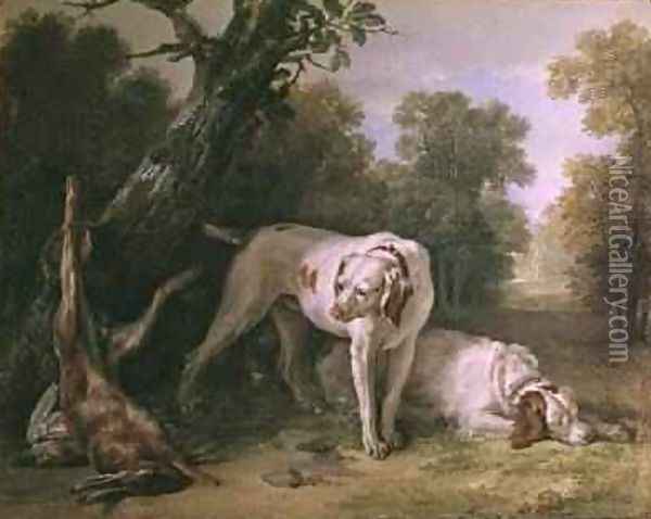 Dog and Hare Oil Painting - Jean-Baptiste Oudry