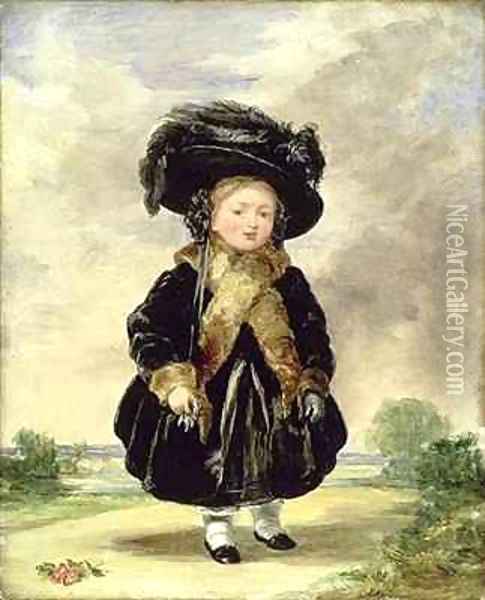 Queen Victoria aged Four Oil Painting - Stephan Poyntz Denning
