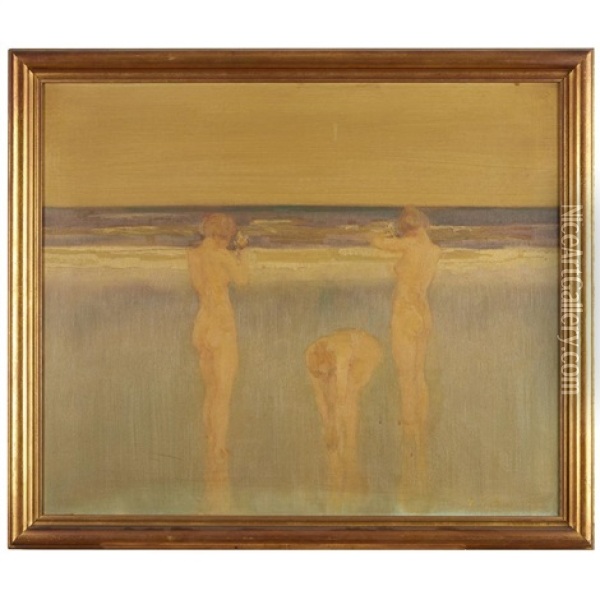 Nudes By Water's Edge Oil Painting - Everett Lloyd Bryant