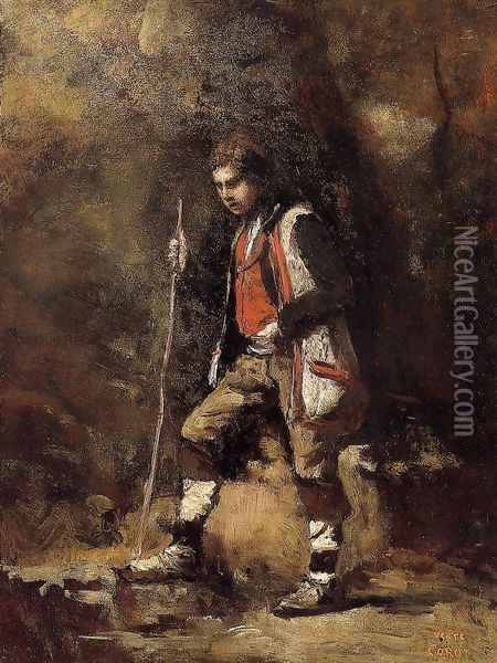 Young Italian Patriot in the Mountains Oil Painting - Jean-Baptiste-Camille Corot