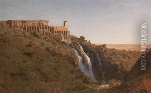 Villa Mecenate A Tivoli Oil Painting - Theodore Dulcere