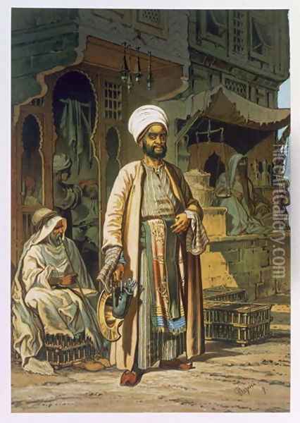 The Barber, from Souvenir of Cairo, 1862 Oil Painting - Amadeo Preziosi