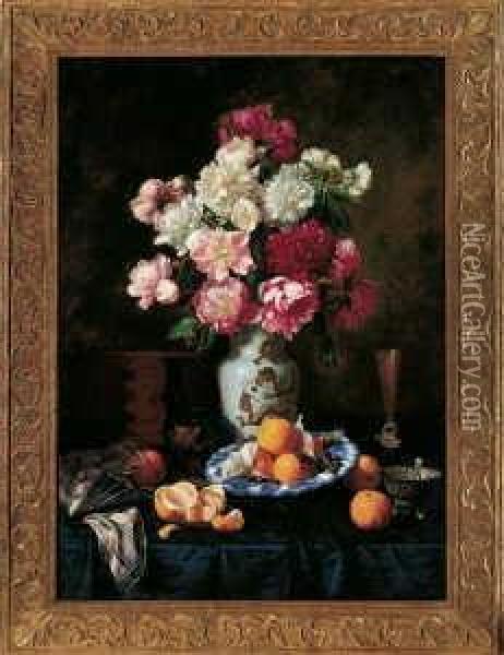 Grosses Blumen- Und Fruchtestilleben. Oil Painting - Wilhelm Eilers