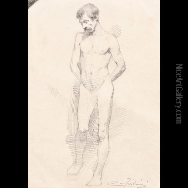 Studio Per Nudo Maschile Oil Painting - Alcide Davide Campestrini