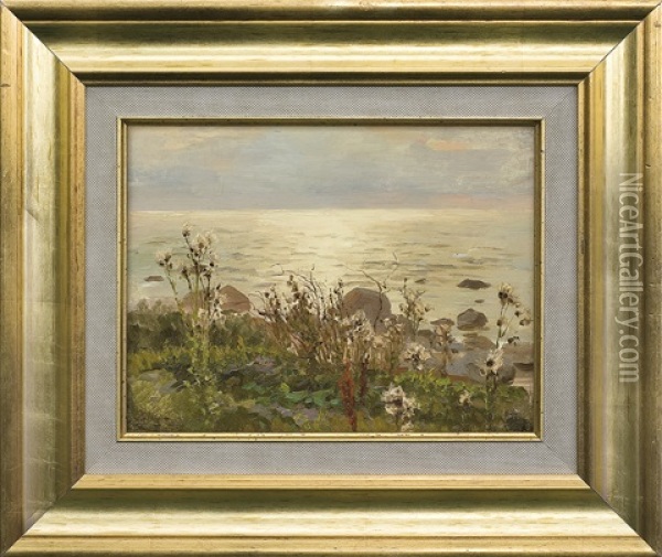 Teasels At The Sea Oil Painting - Ferdynand Ruszczyc