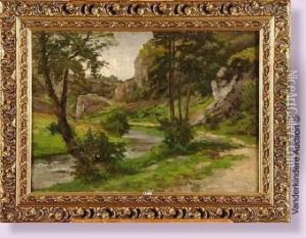 Paysage A La Riviere Oil Painting - Theodore Baron