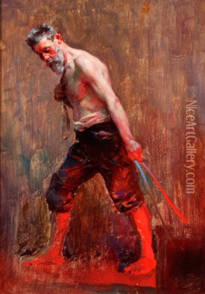 Foundry Worker Oil Painting - Erich Kips