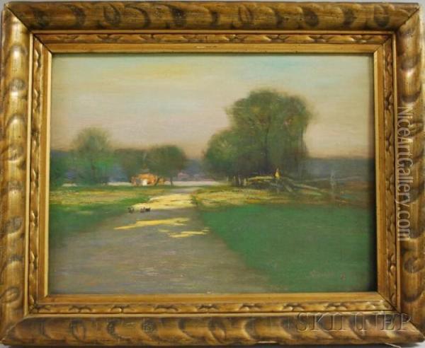 Country Lane In Dappled Light Oil Painting - George Henry Bogert