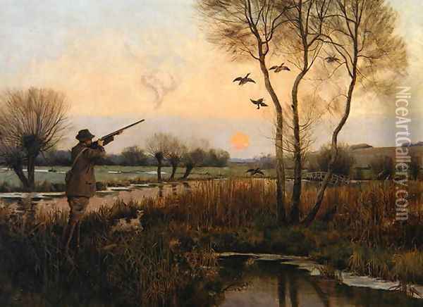 Duck Shooting Oil Painting - Christopher William Strange
