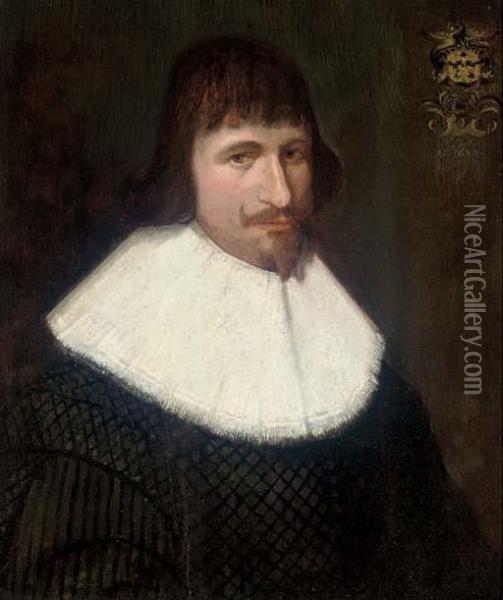 Portrait Of A Gentleman, Half-length, In A White Ruff Oil Painting - Jan Anthonisz Van Ravesteyn