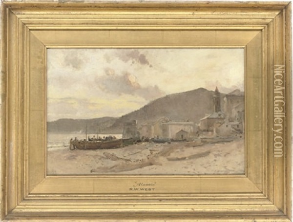 On The Beach, Alassio Oil Painting - Richard Whatley West