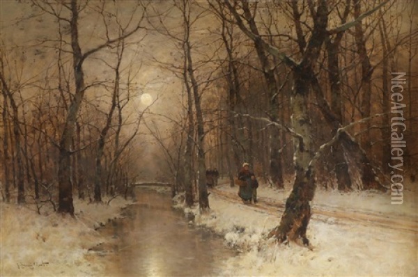 Vinterlandskap Med Figurer Oil Painting - Johann Jungblut